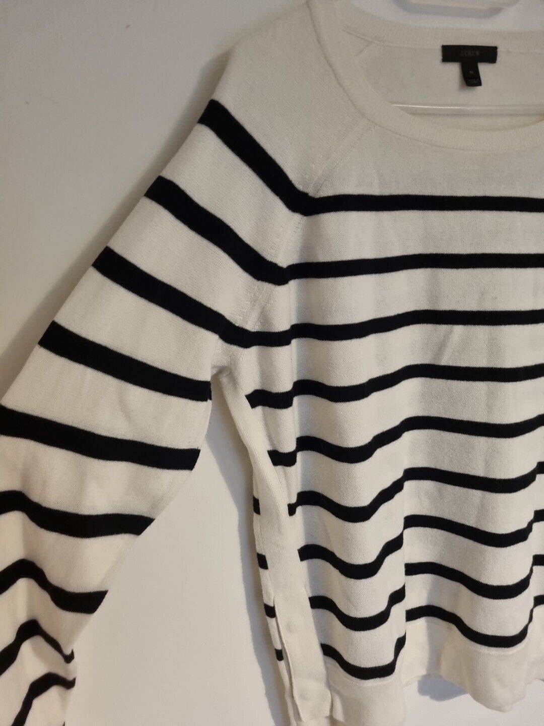 J Crew Women's White And Black Striped Jumper Pullover 100% Cotton Size Medium