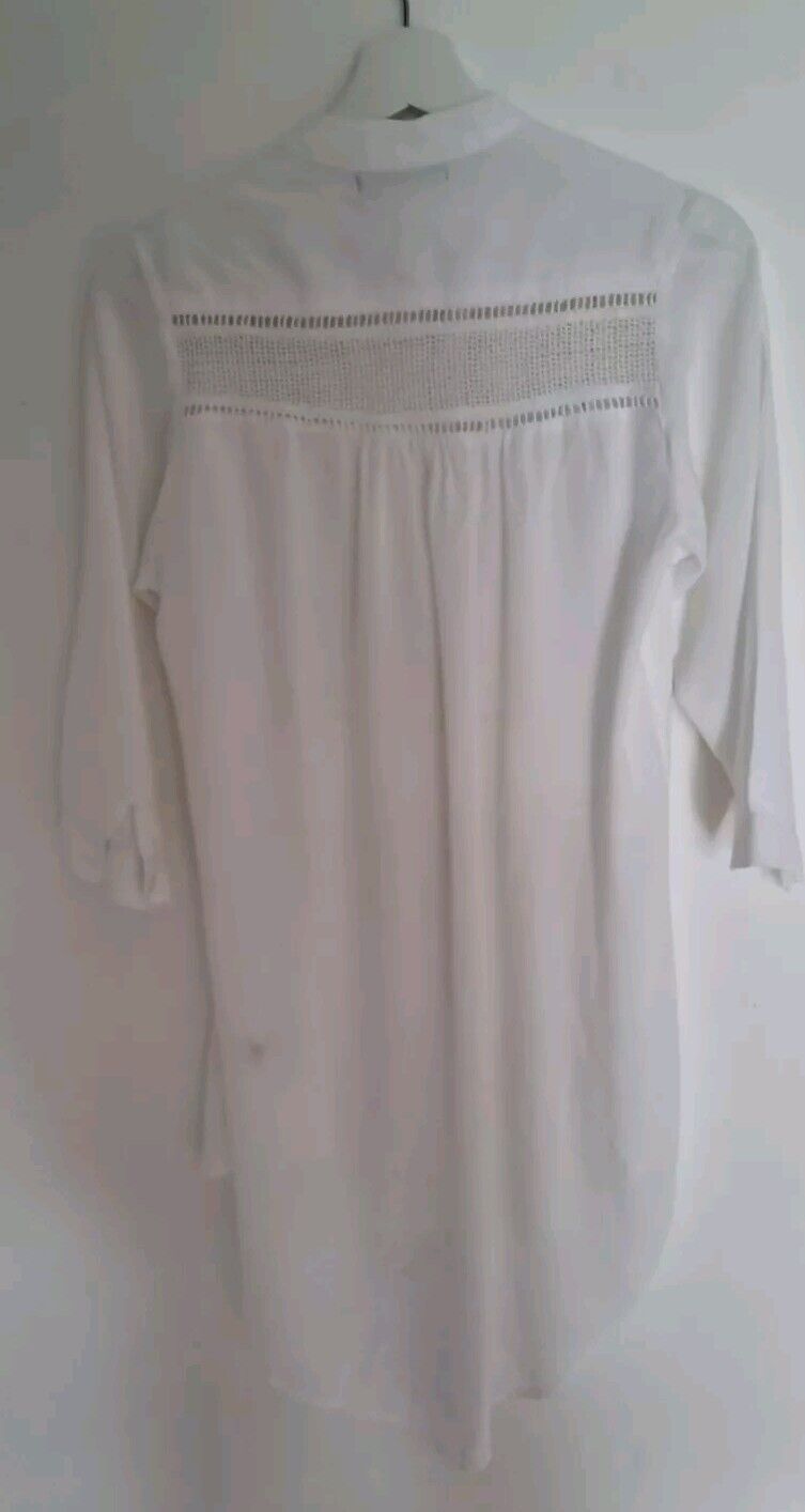 Paula Hermanny Vix Women's White Grandad Collar Beach Dress Shirt Size XS