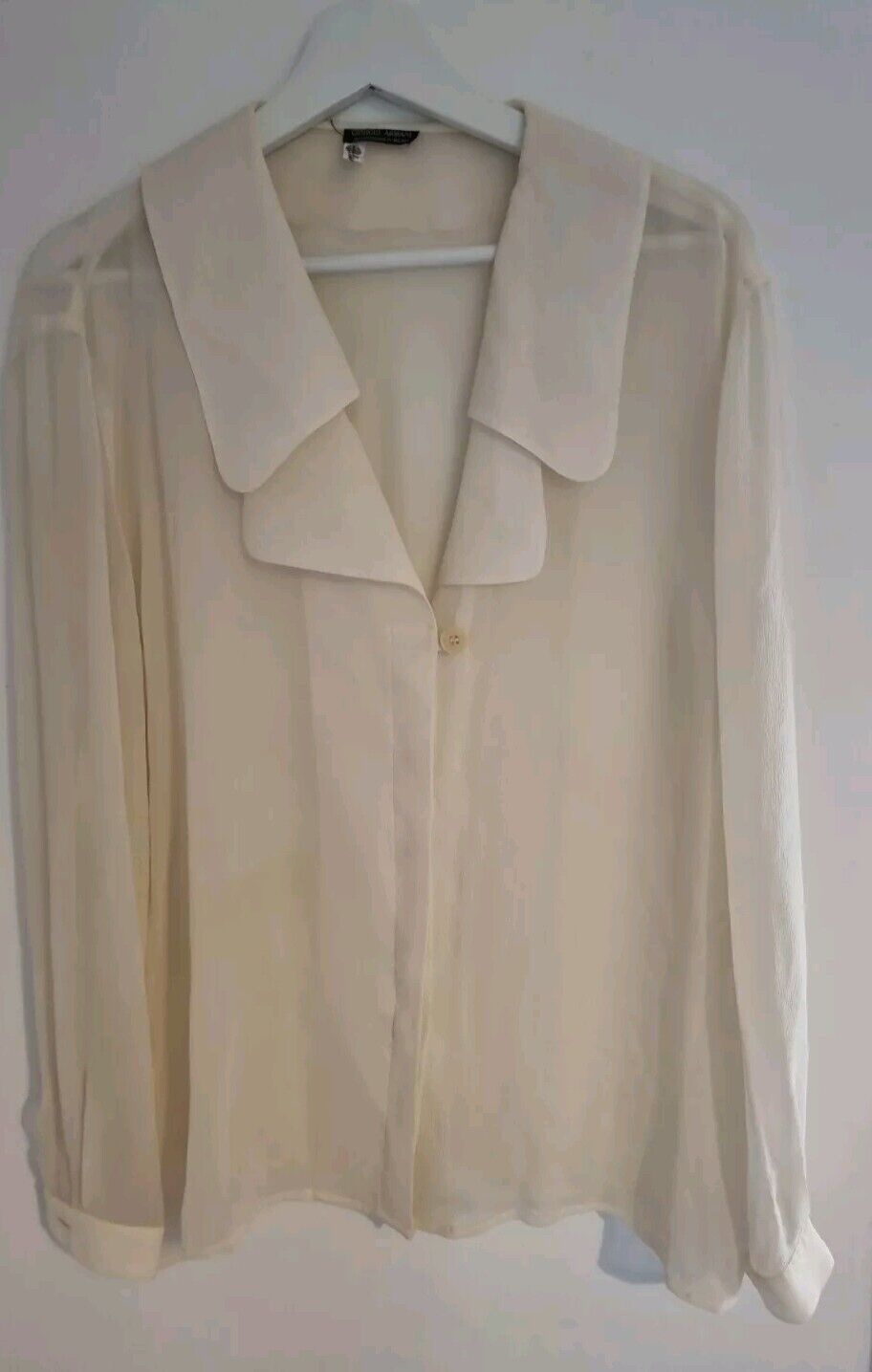 Georgio Armani Milan Women's Cream 100% Pure Silk Blouse Size Approx 14/16