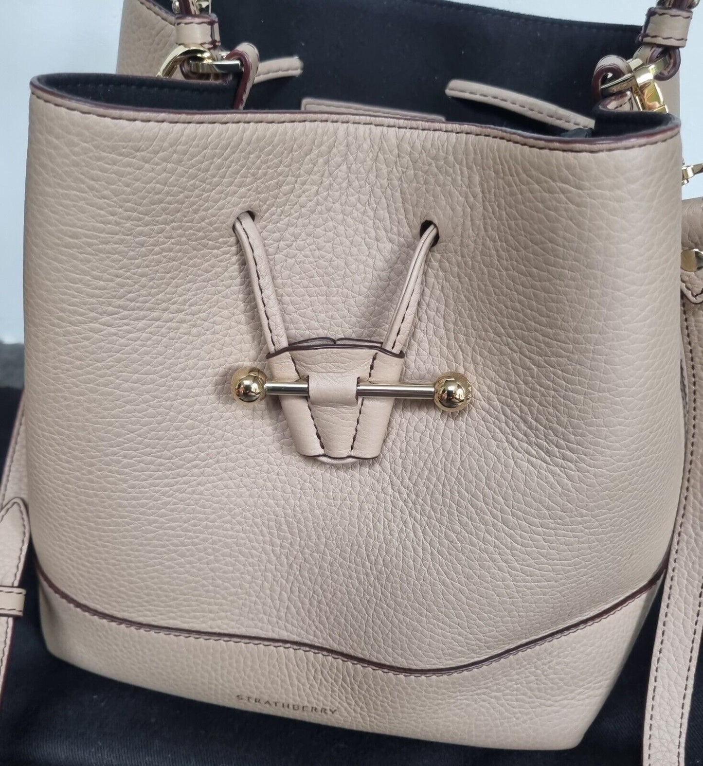 Strathberry Women's Oat Colour Leather Handbag With Gold Colour Trim