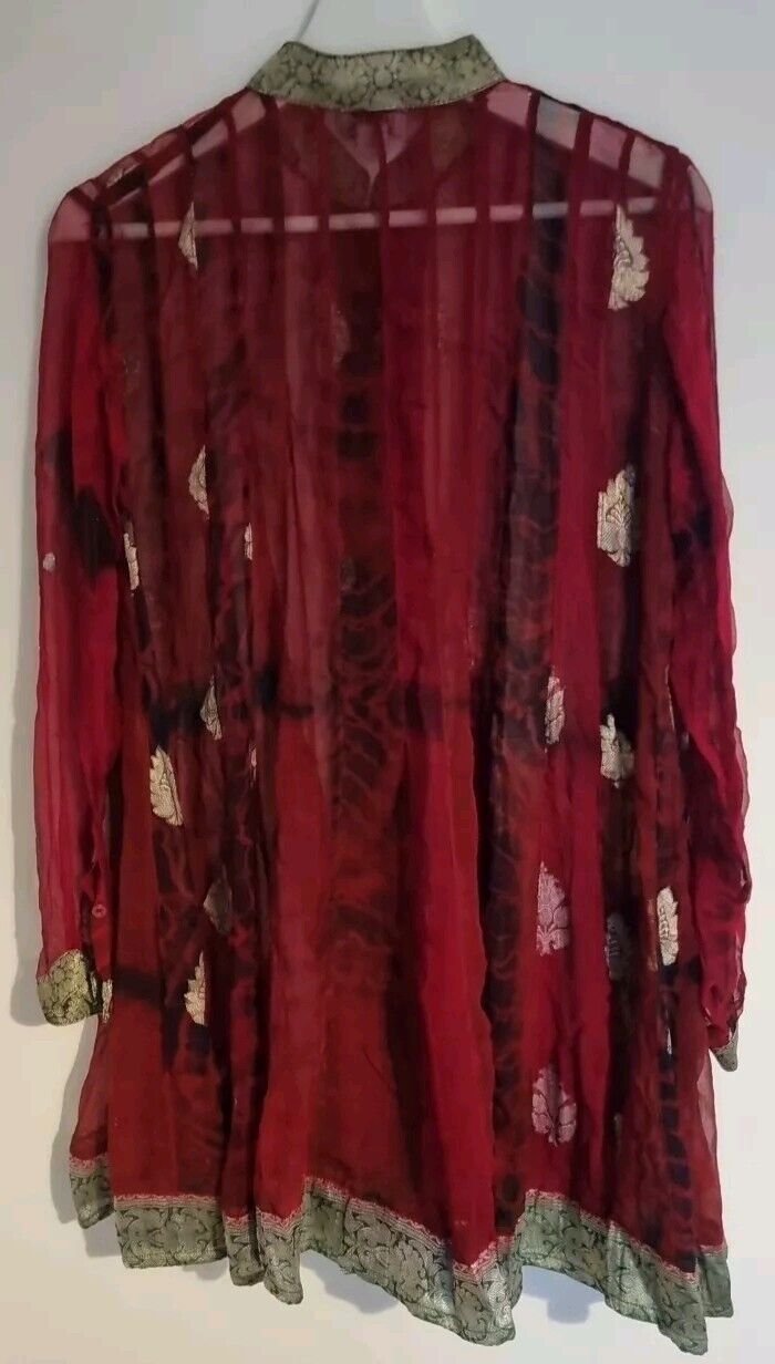 Juliette Dunn Women's Red Sheer 100% Silk Housecoat. One Size
