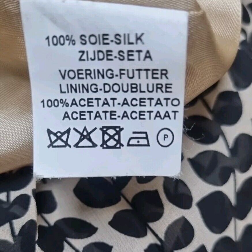 Scapa Women's 100% Silk Brown Leaf Design Lined Skirt Size 36