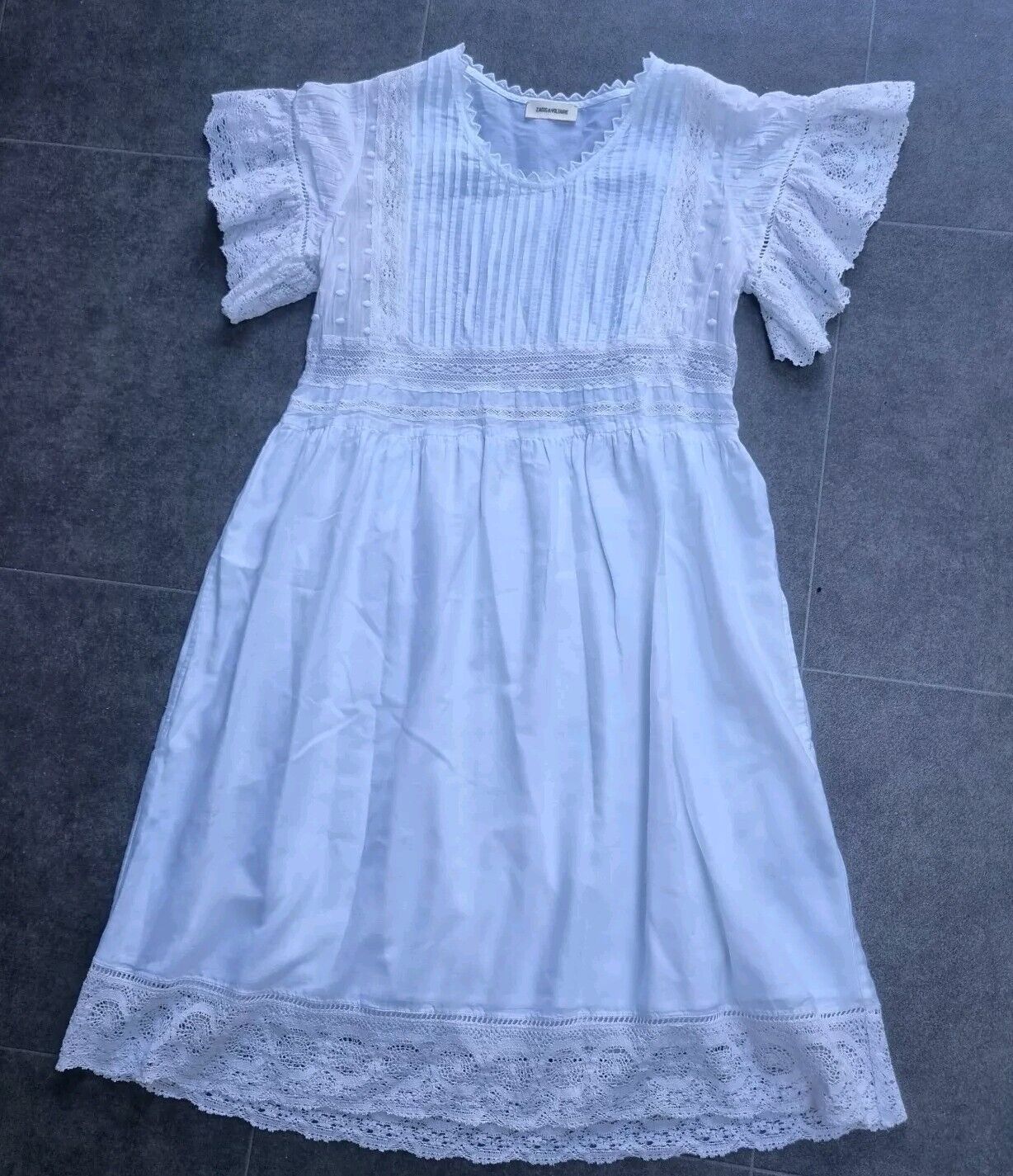 Zadig And Voltaire Women's White With Lace, Lined, Short Dress Size XS