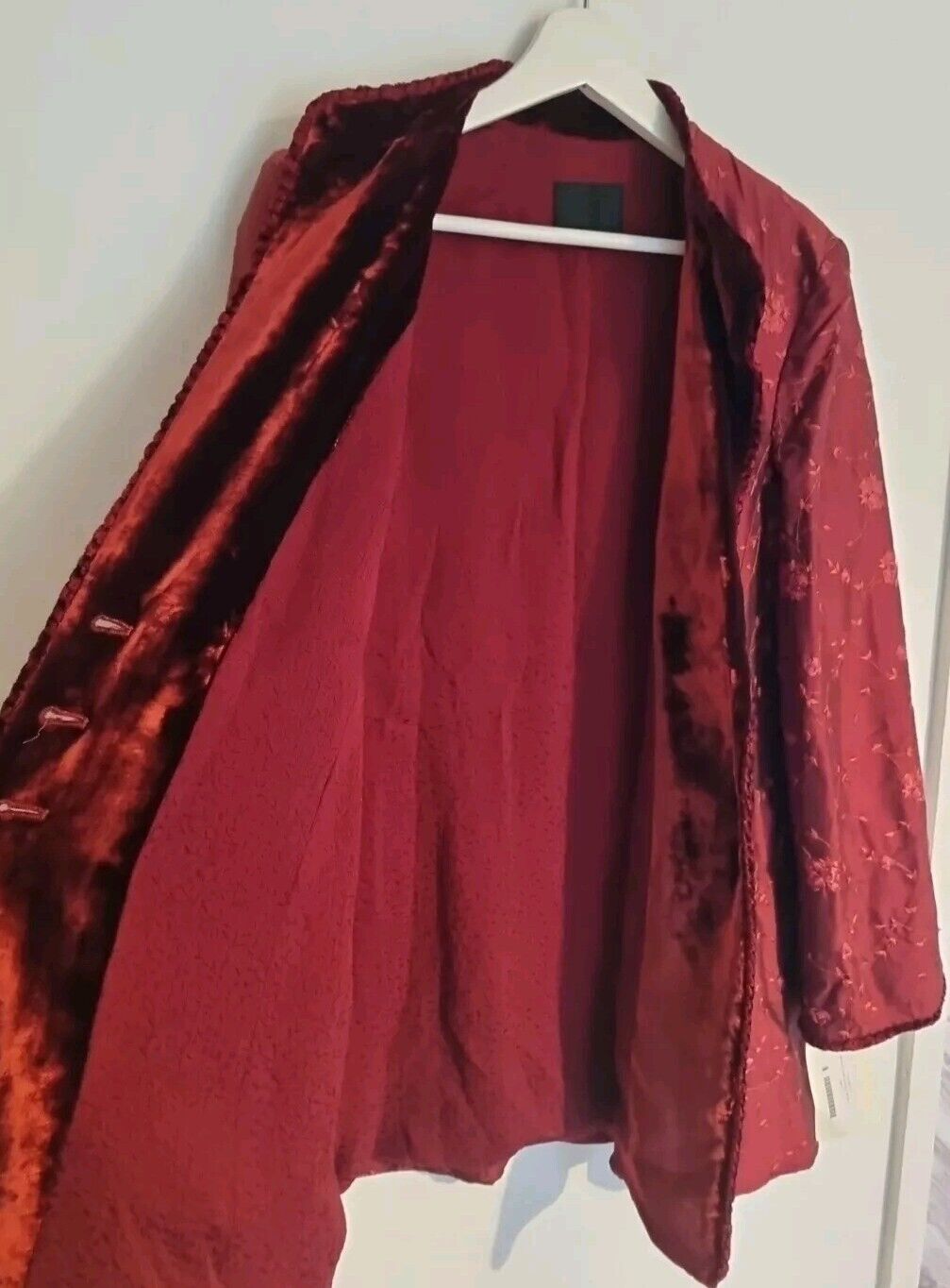 BNWT Caroline Charles Women's Red Rococo Soft Kimono Style Jacket Ruby Size 12