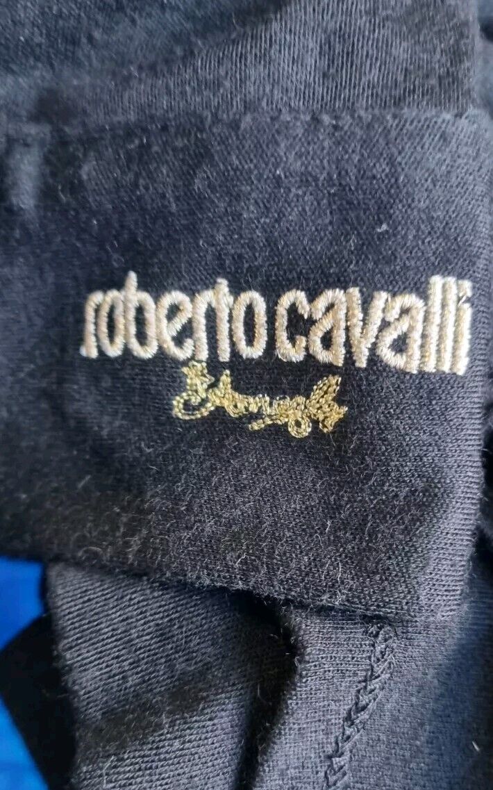 Roberto Cavalli Women's Black Wool Mix Short Dress With Sequin Detail Size XS