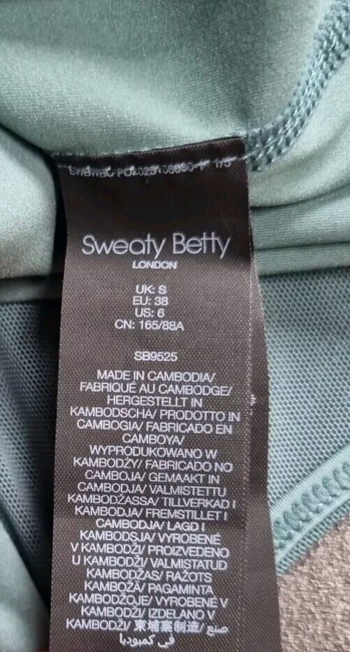 Sweaty Betty Women's Green Activewear, Gym, Running Top Size Small