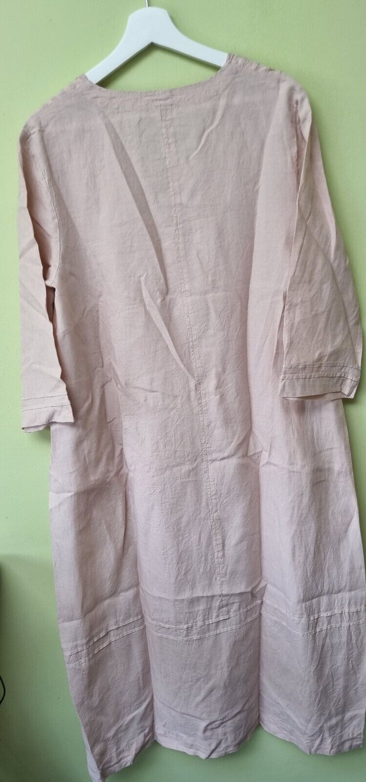 Poetry London Women's 100% Linen Long Pink Dress Size UK 16