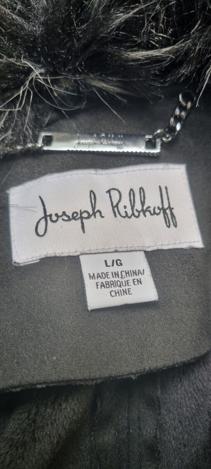 Gorgeous Joseph Ribkoff Women's Black Coat With Detachable Fur Collar Size Large