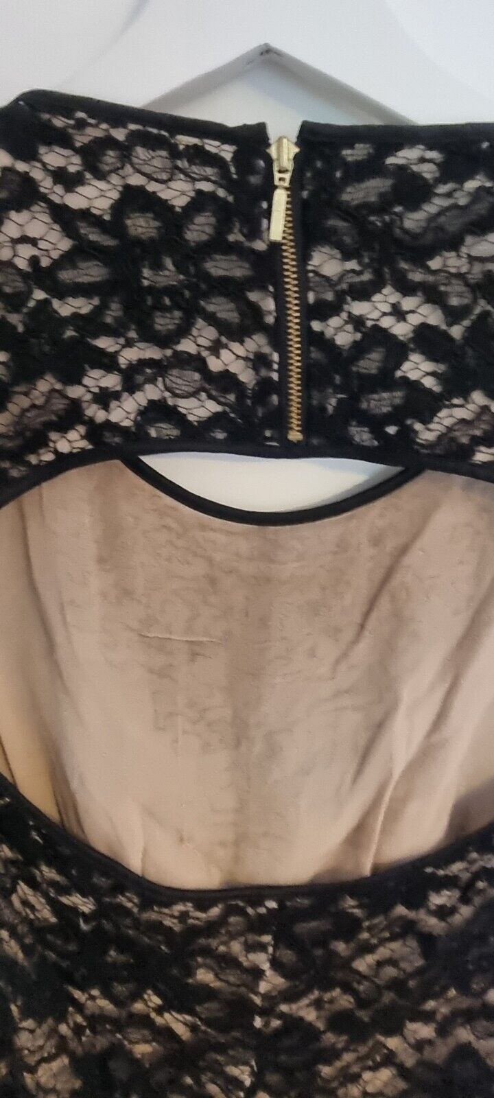 Bastyan Women's Black Lace And Bead Silk Backless Top Size 10