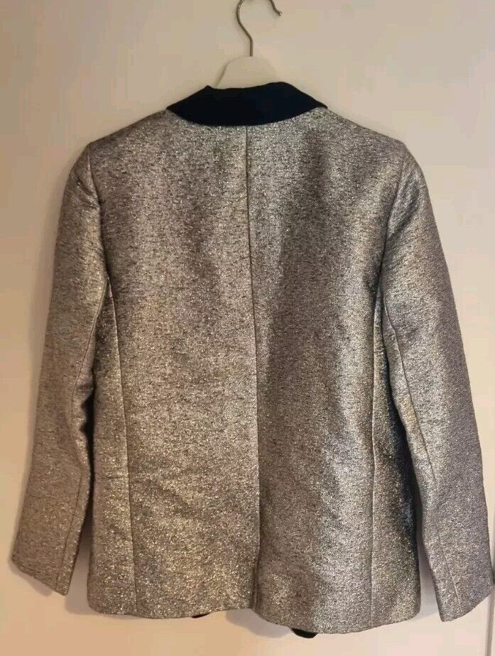 American Retro Women's Metalic Silver Tuxedo Jacket Size 38