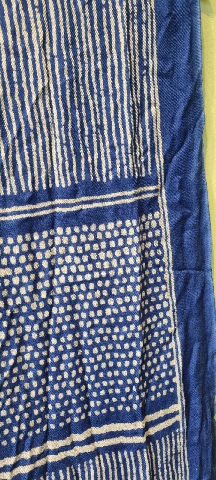 Janavi Made In India Cashmere Women's Blue Scarf With Logo Carry Bag