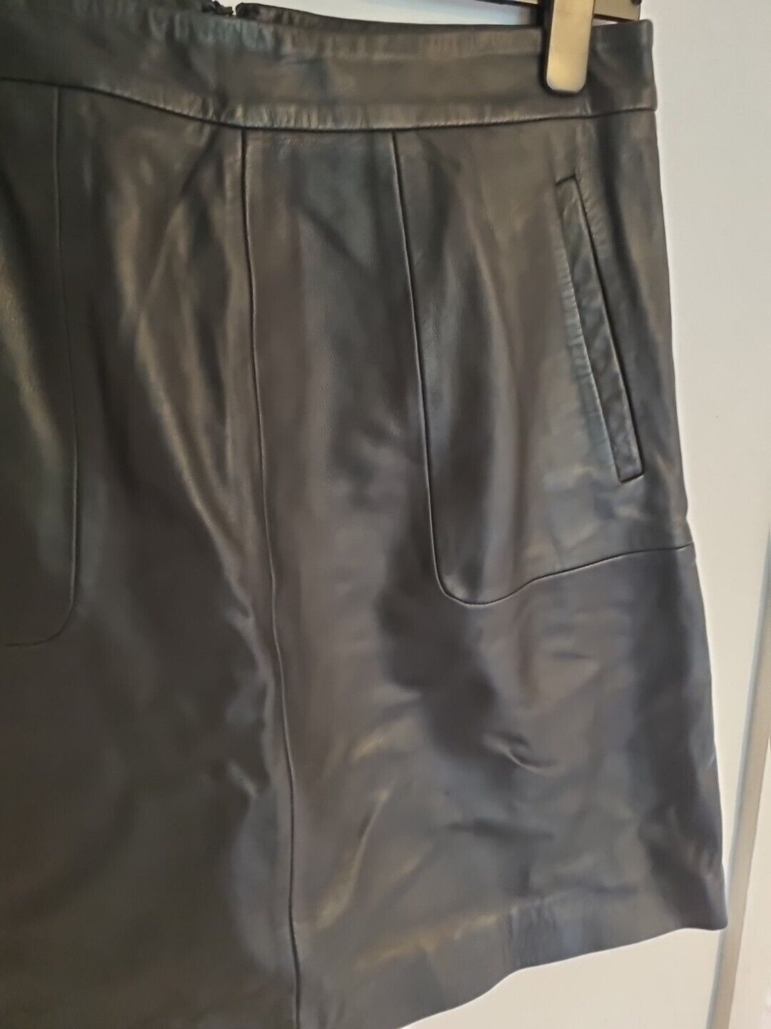 White Label By The White Company Women's Black Leather Lined Skirt Size 12