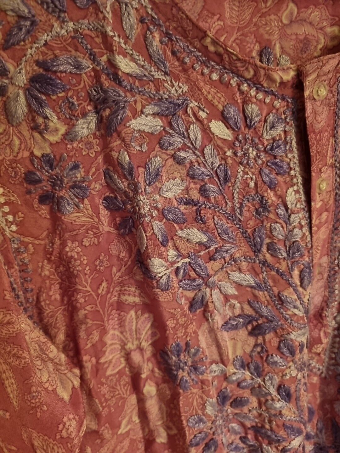 Aurobelle Exclusive Ibiza Women's Pink/ Purple Silk Kaftan, Tunic Dress Size 42