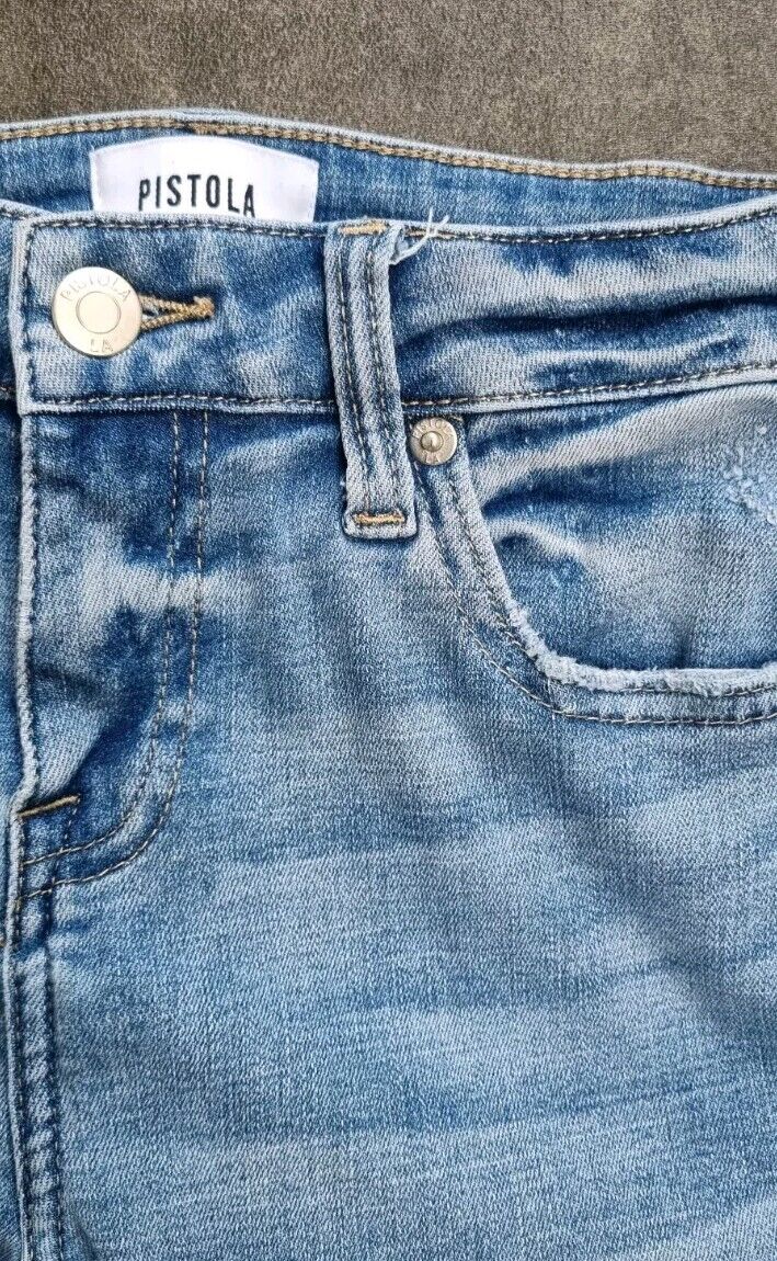 Pistola Women's Blue Distressed Cropped Jeans Size 24