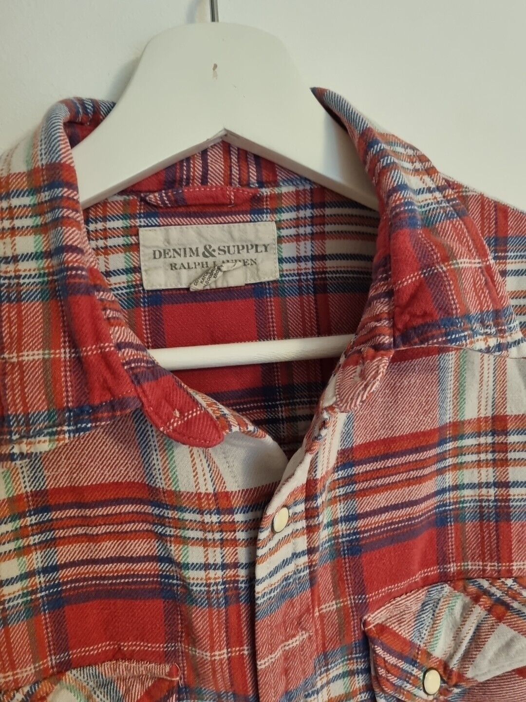 Denim And Supply By Ralph Lauren 100% Cotton Men's Red Checked Shirt Size M