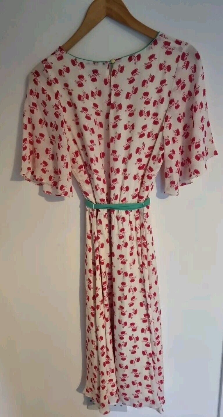 BNWT Libelula Silk Jolo Dress White And Red Size 40