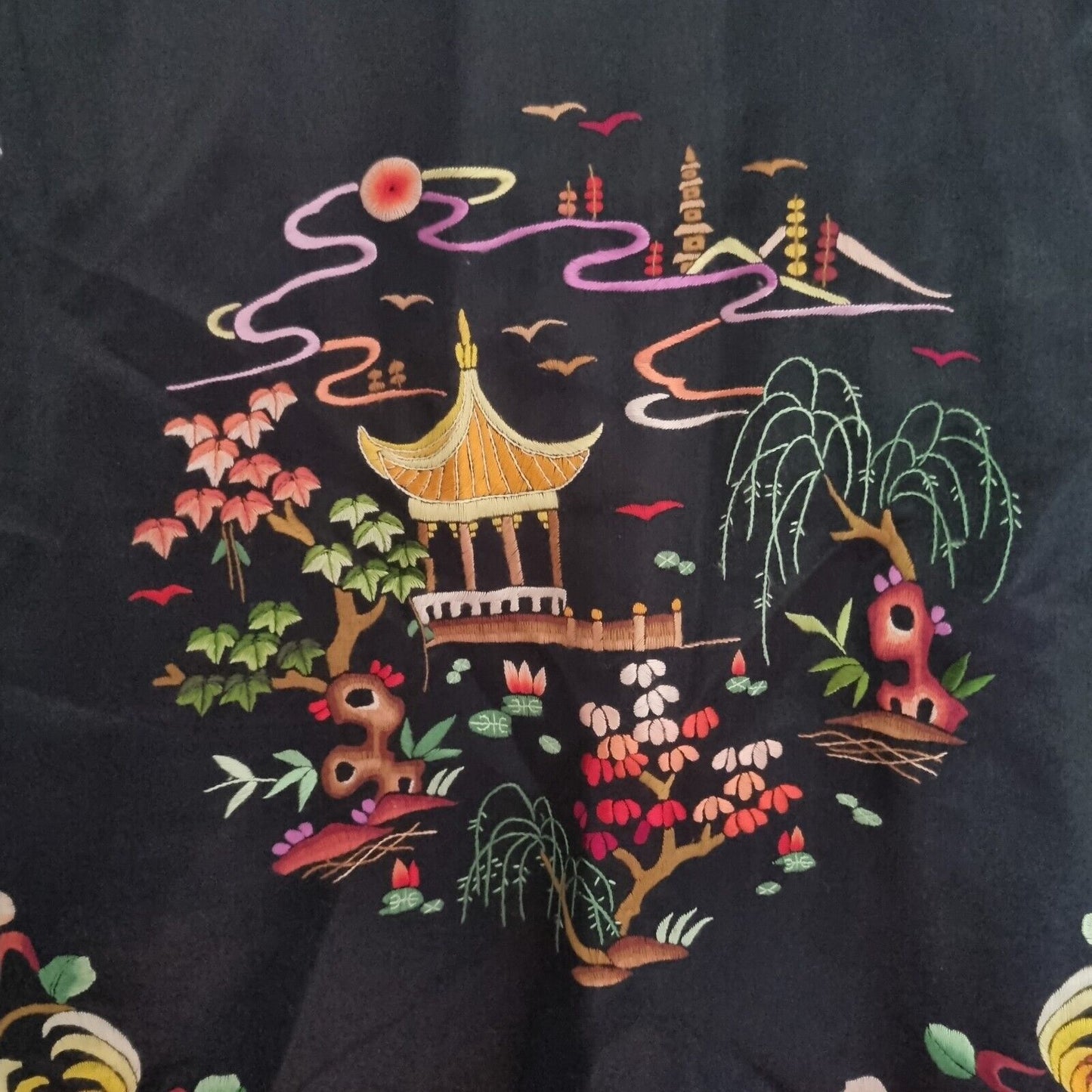 Golden Bee Vintage Women's Black Silk Kimono Jacket Size S