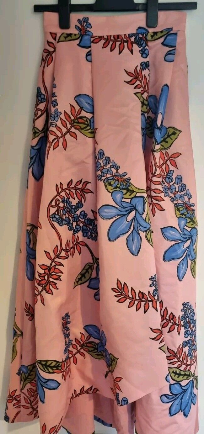 Pinko Made In Italy Pink Floral Satin Fully Lined, Wrap Over Skirt Size 8