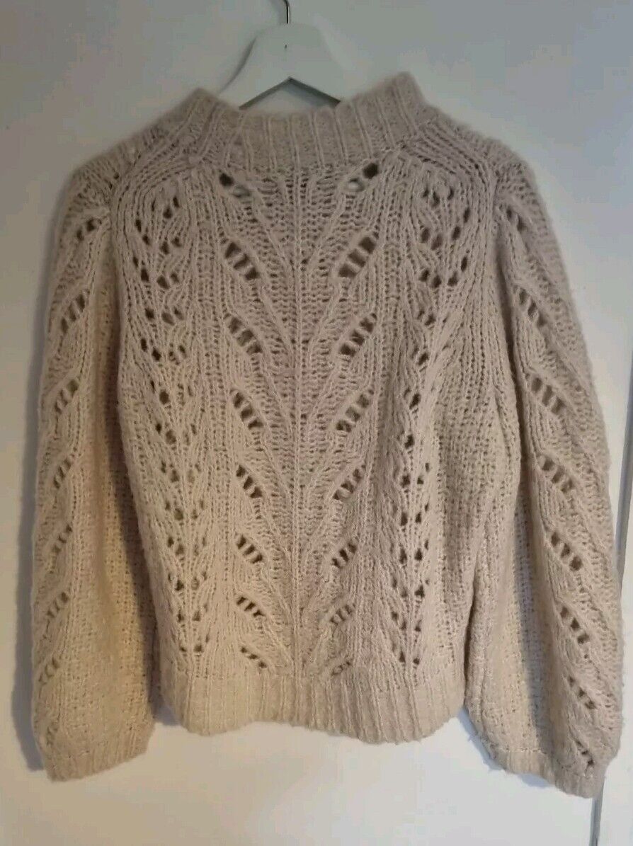 Point Sur Women's Cream Jumper Pullover, Acrylic, Alpaca And Wool Mix Size Large