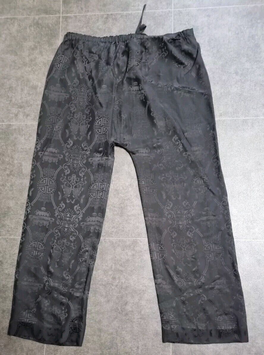 Shanghai Tang Women's Black 100% Silk Trousers Elasticated Pants Size Large