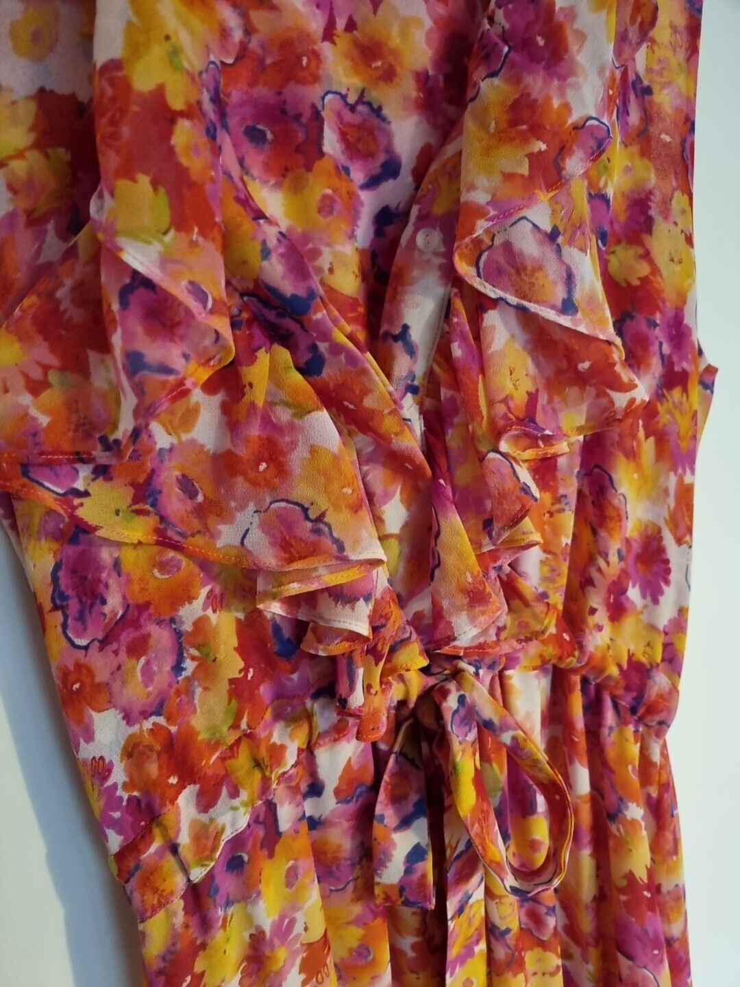 Misa Los Angeles Women's Floral Orange Multicoloured Lined Maxi Dress Size S