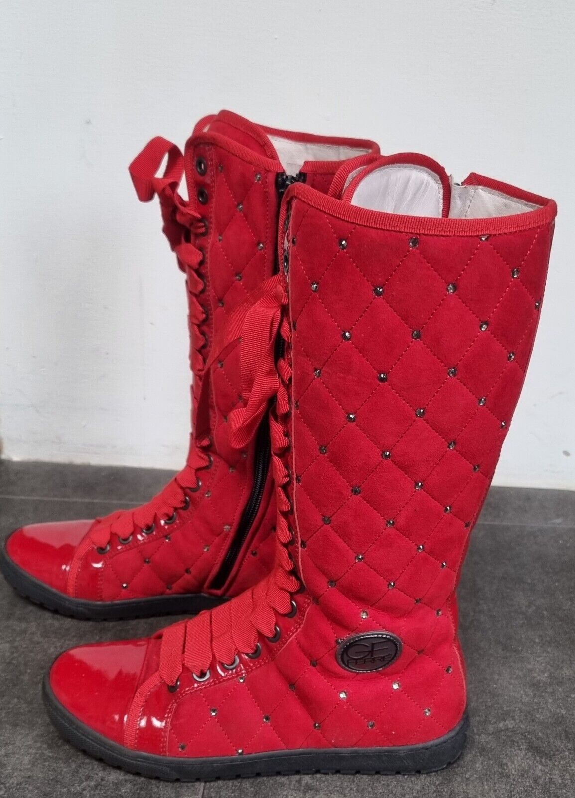 Gorgeous Gianfranco Ferre Womens Quilted Red Boots Size 36 With Box