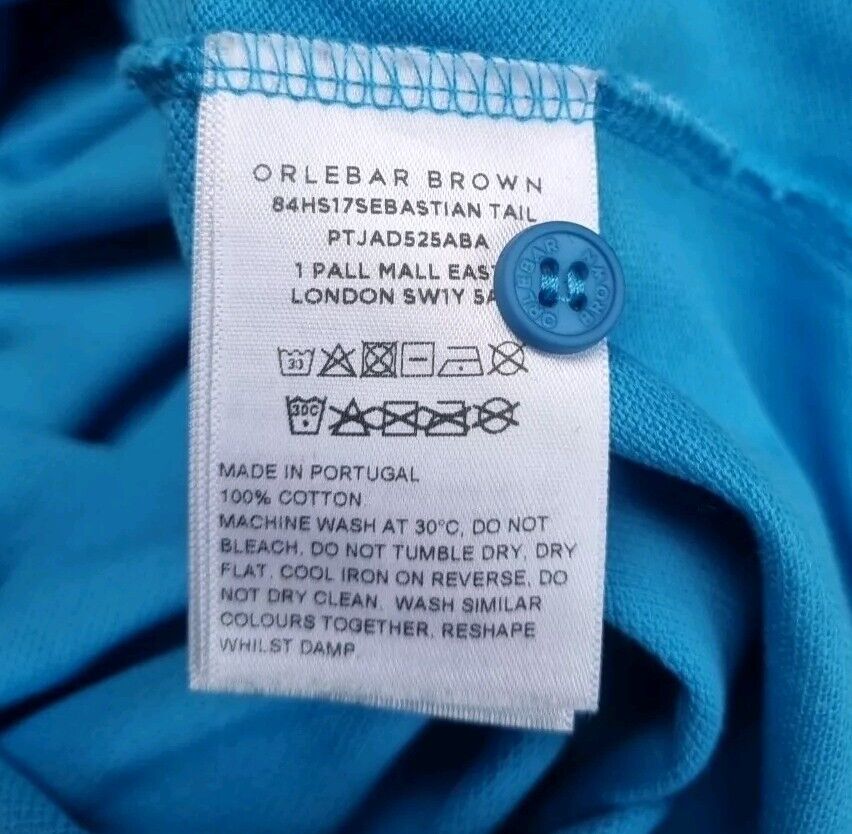 Orlebar Brown Men's Blue Tailored Fit Polo Top Size Medium
