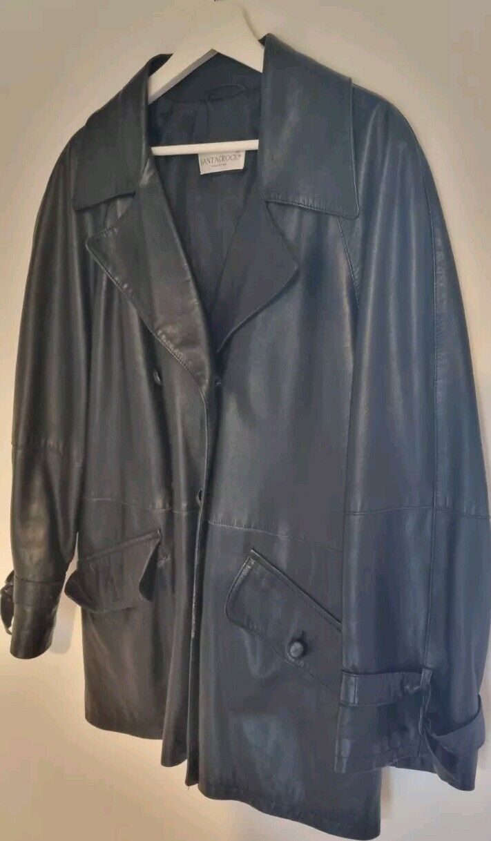 Santacroce, Made In Italy Women's Black Genuine Leather Jacket Size 42