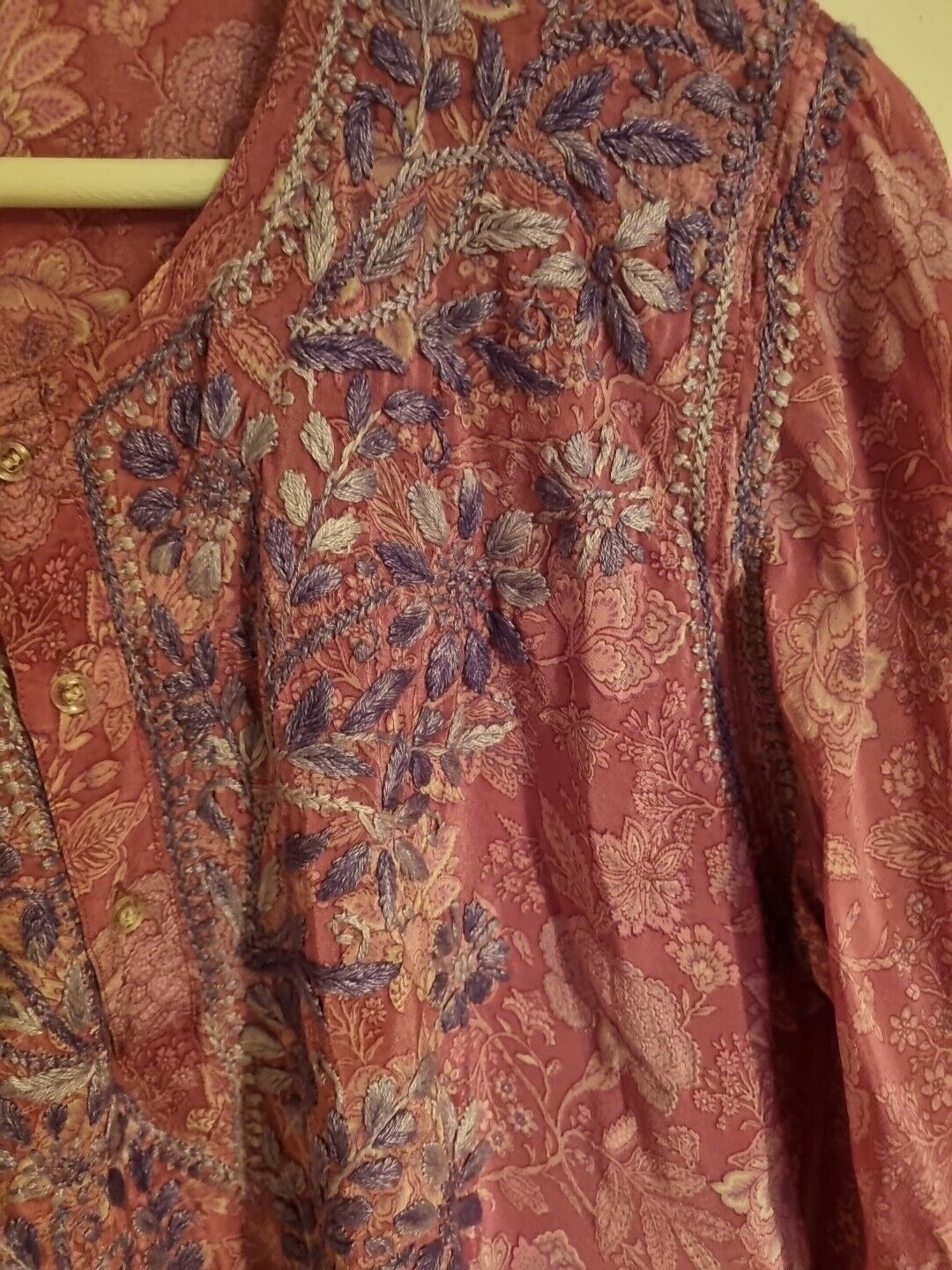 Aurobelle Exclusive Ibiza Women's Pink/ Purple Silk Kaftan, Tunic Dress Size 42