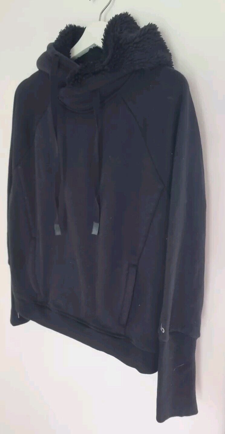 ALO Yoga Women's Activewear Black Hooded, Fleece Lined Hoodie Size Small