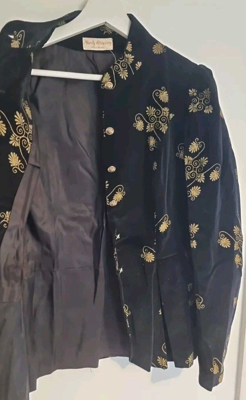Mandy Pothecary Made In England Vintage Women's Black Velvet Jacket 10