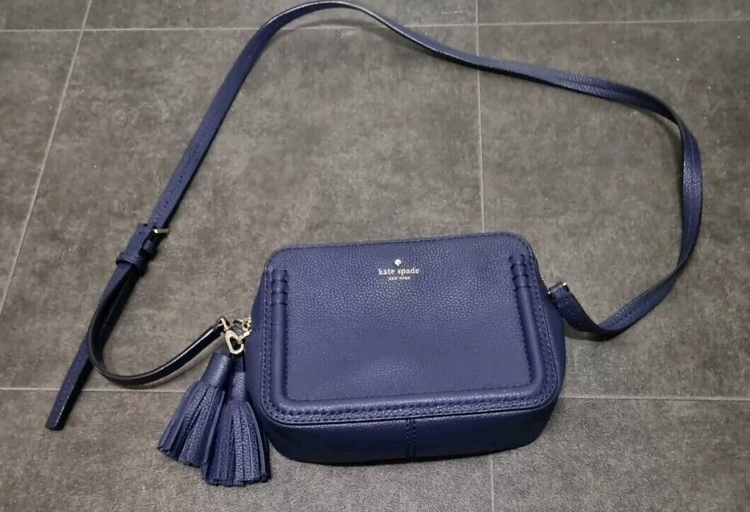 Kate Spade Women's Blue Leather Cross Body Bag With Tassles