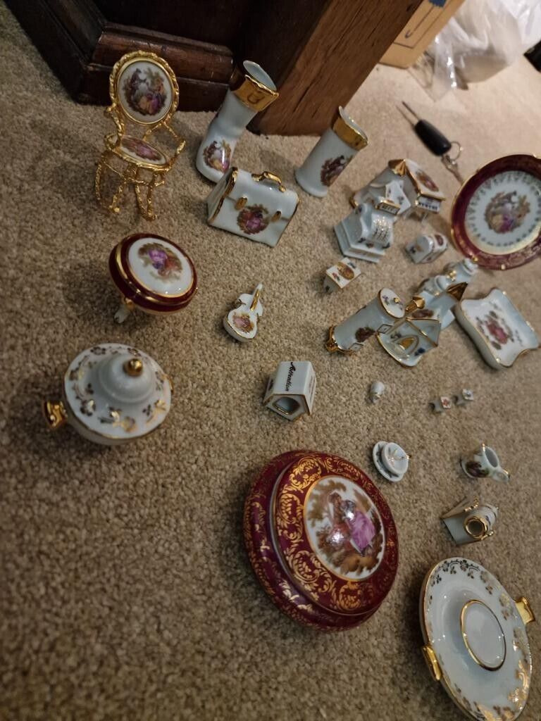 Limoges Minature Figurines And Plates, Job Lot Sold Together