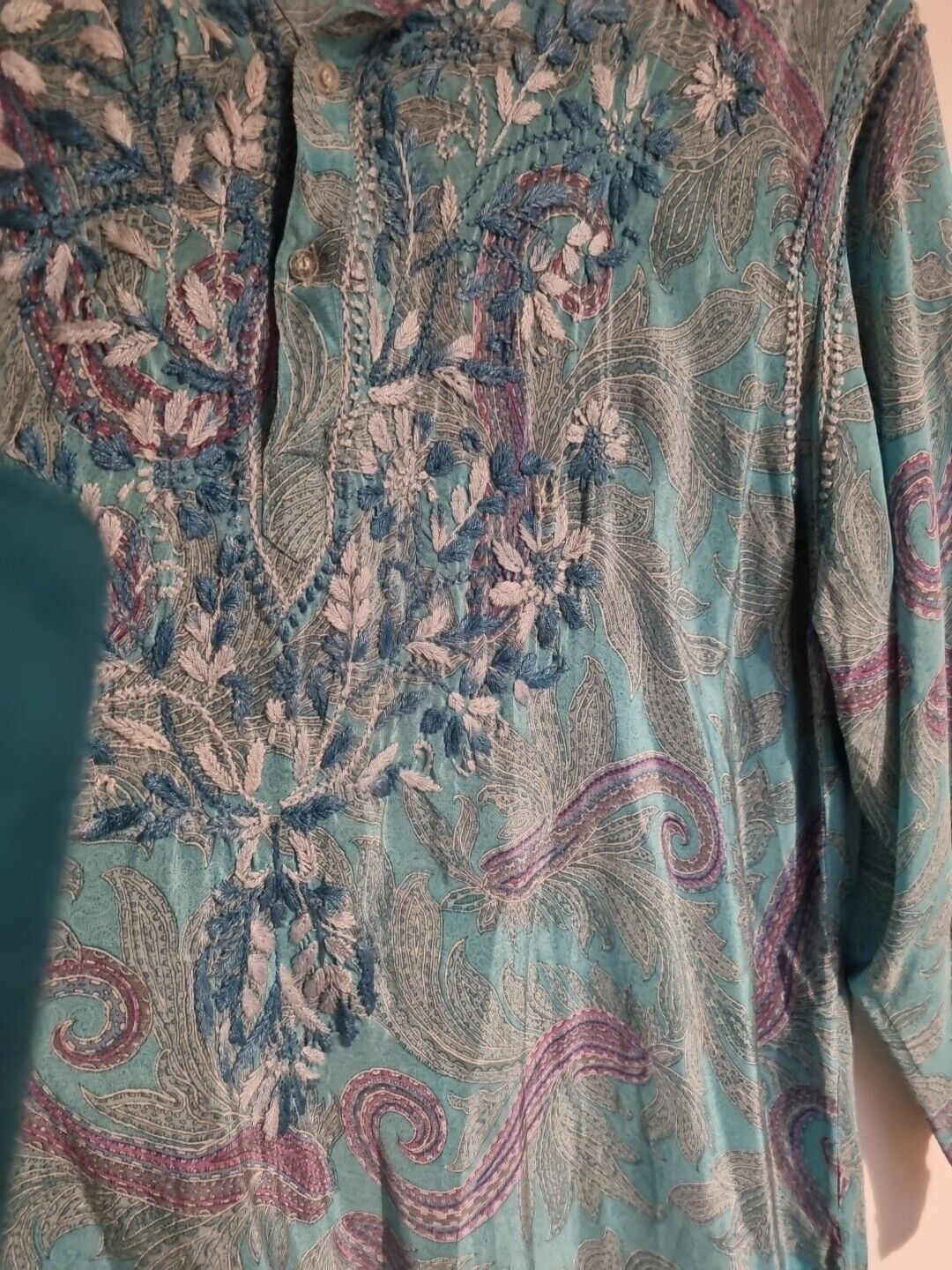 Aurobelle Exclusive Ibiza Women's 100% Silk Tunic Dress Kaftan Green Size 48