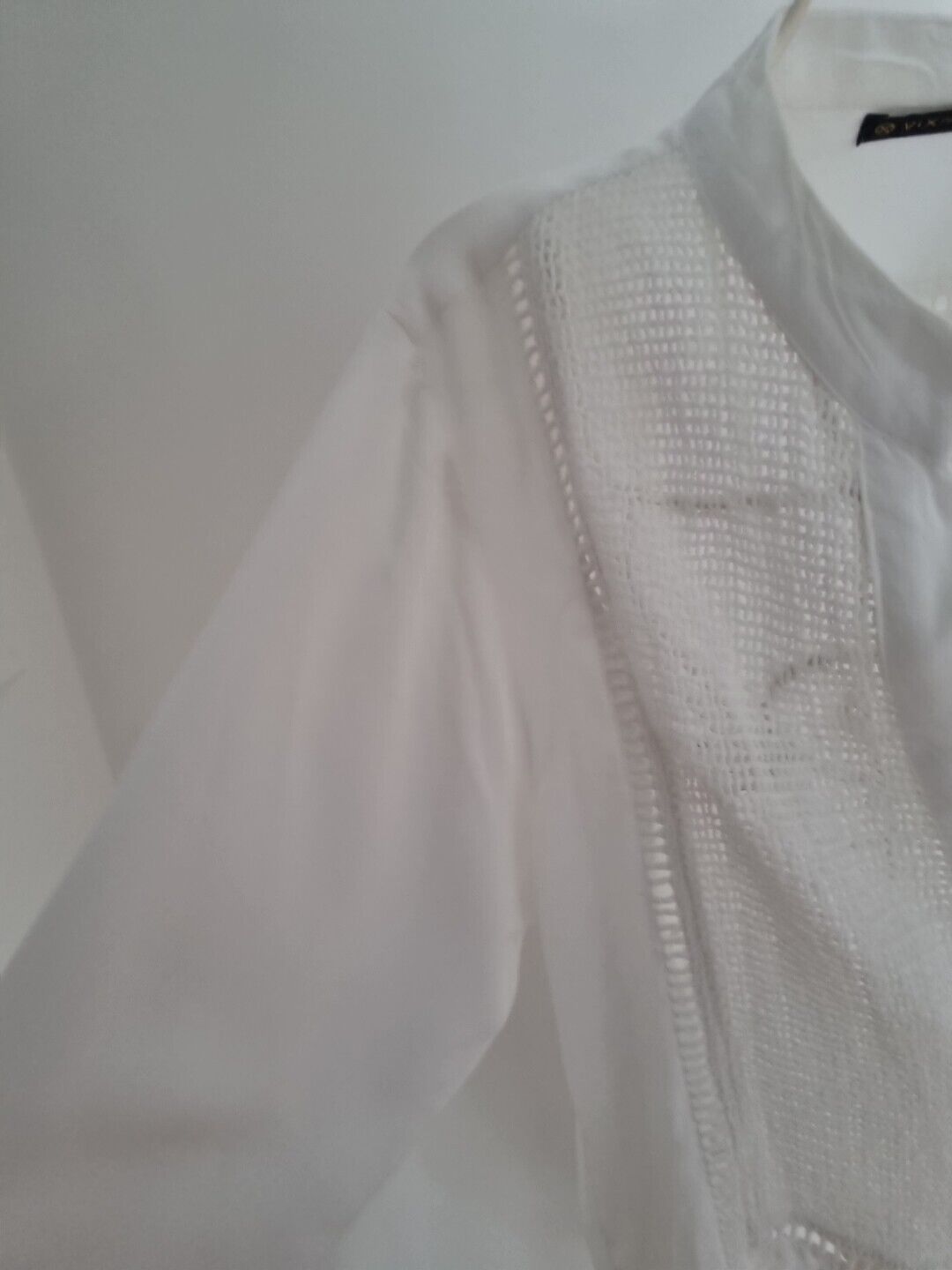 Paula Hermanny Vix Women's White Grandad Collar Beach Dress Shirt Size XS