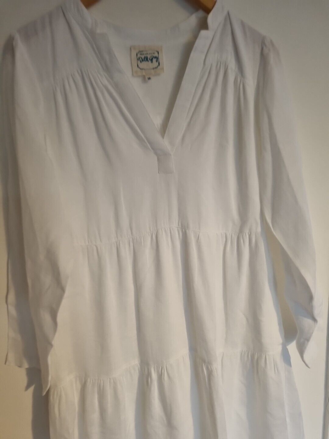 Dilli Grey Women's White 100% Linen, Lined Handmade In India Maxi Dress 10