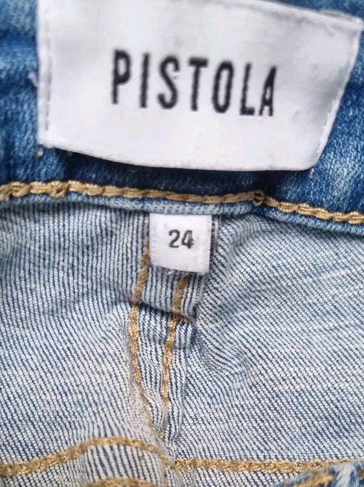 Pistola Women's Blue Distressed Cropped Jeans Size 24