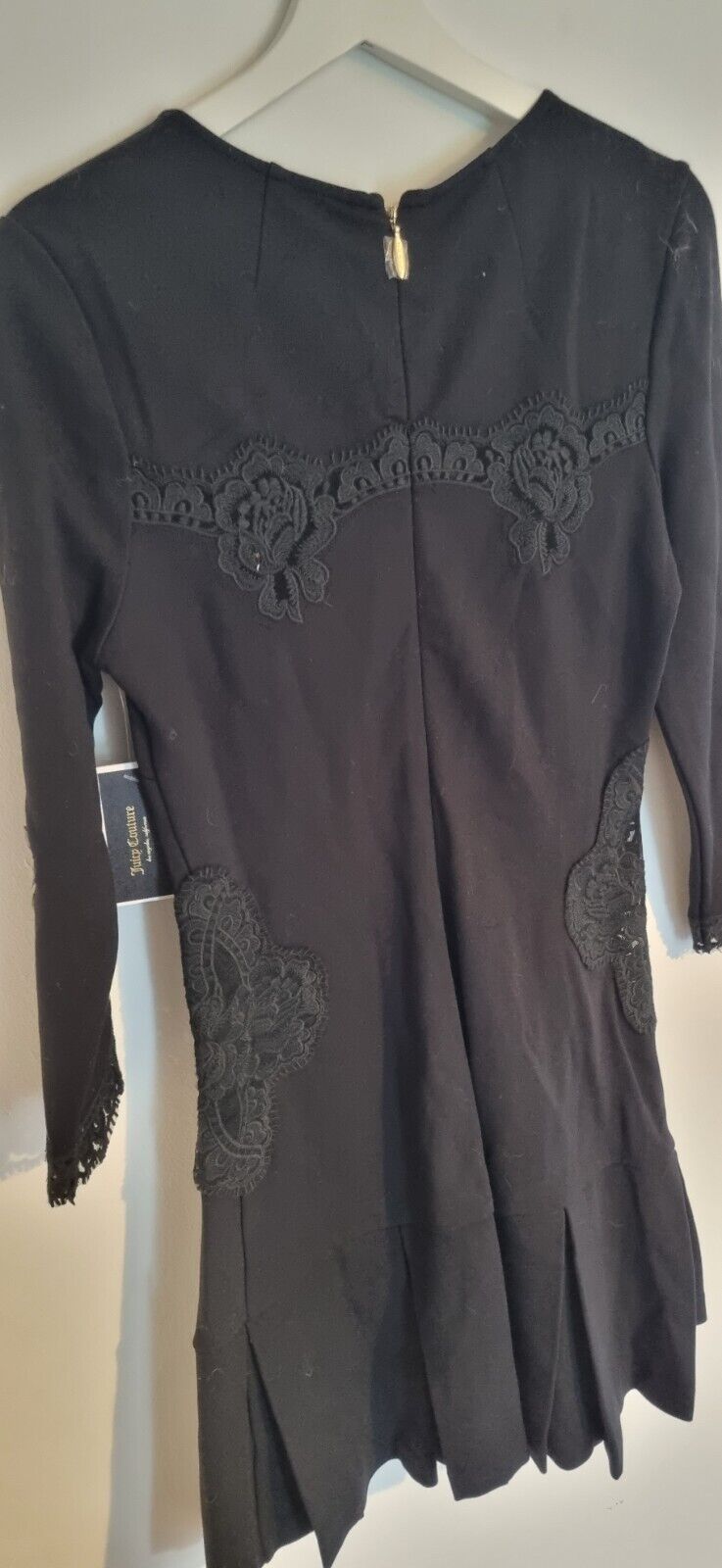 BNWT Juicy Couture Women's Black Lace Insert Ponte Dress Size Medium