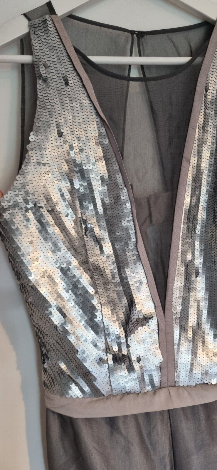 Reiss Women's 100% Silk Jumpsuit With Sequinned Detail Size 12