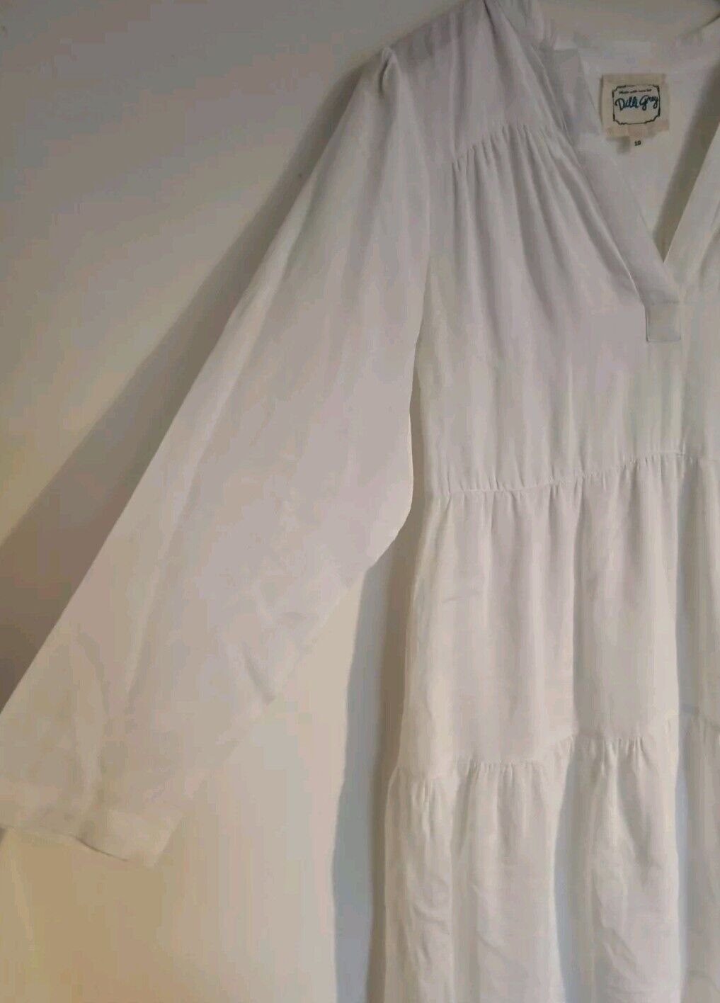 Dilli Grey Women's White 100% Linen, Lined Handmade In India Maxi Dress 10