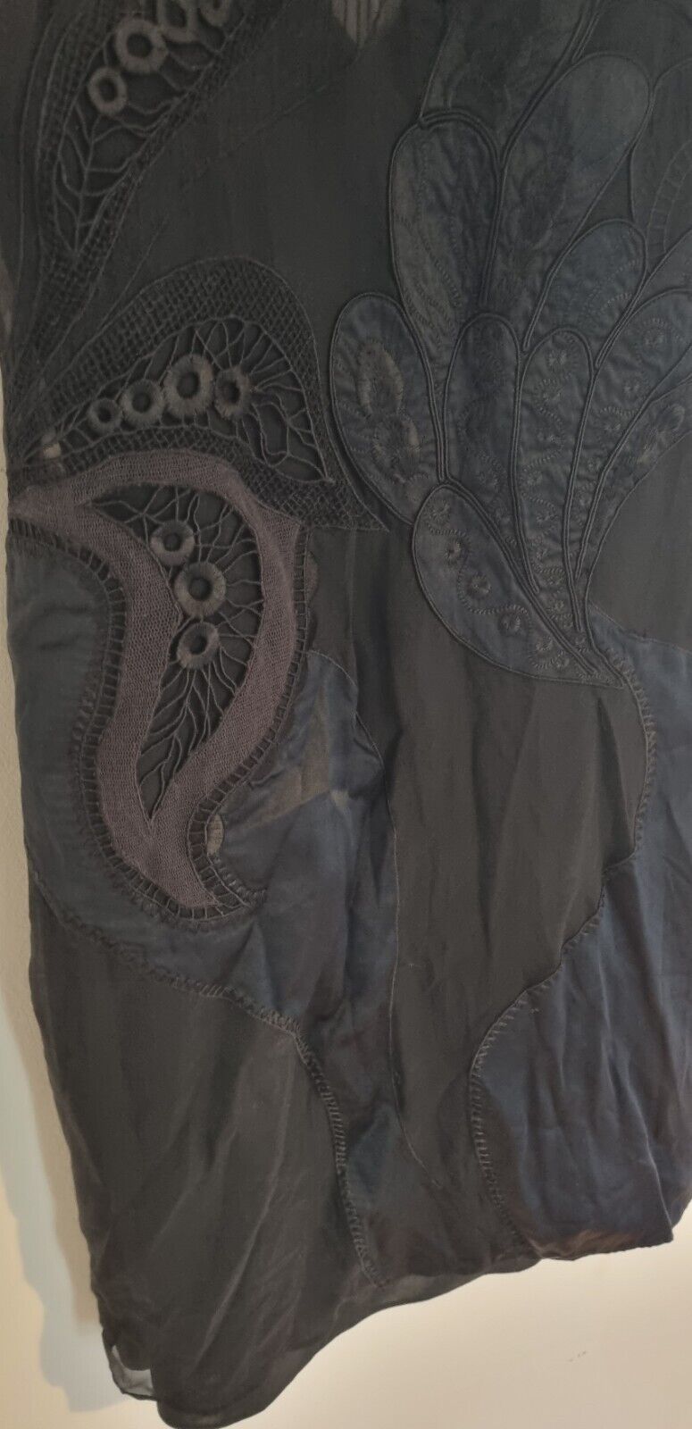 Designer Karen Millen Women's Black Silk Embroidered, Lined, Dress Size 10