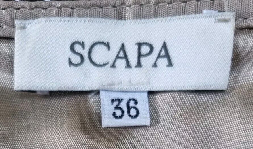 Scapa Women's 100% Silk Brown Leaf Design Lined Skirt Size 36