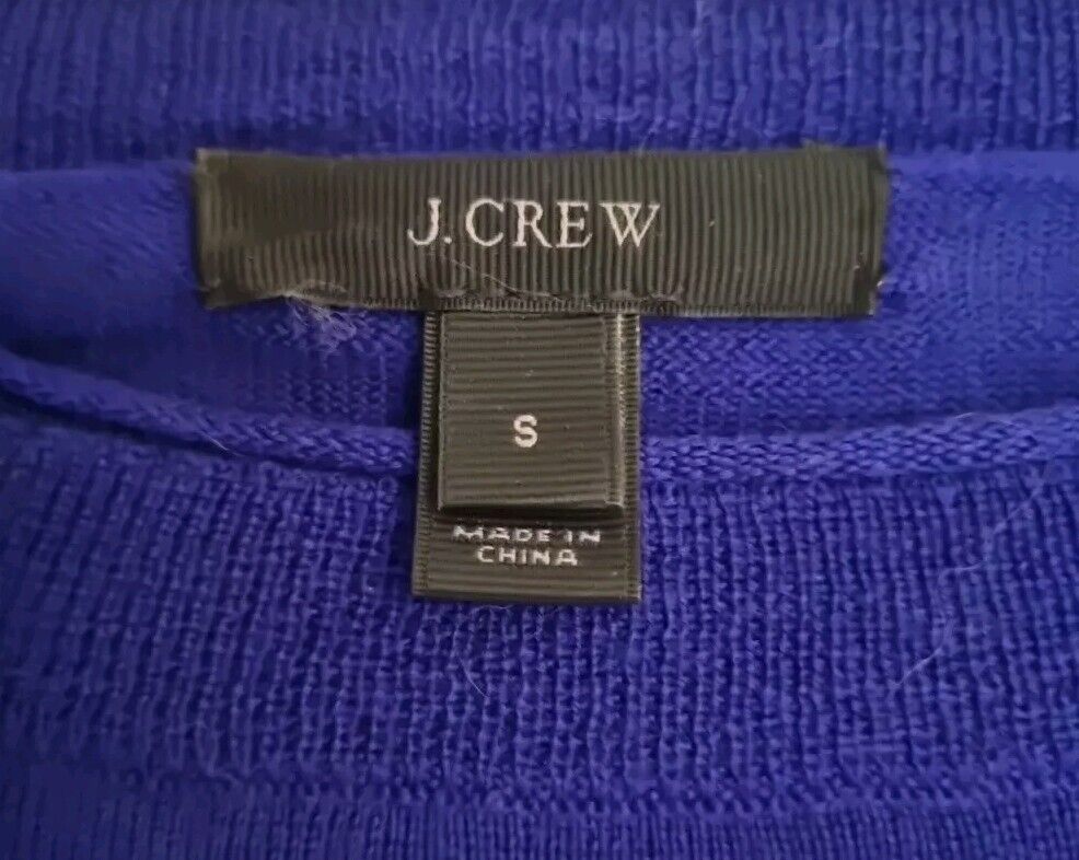 J Crew Women's Blue With Embroidered Detail Jumper Size Small