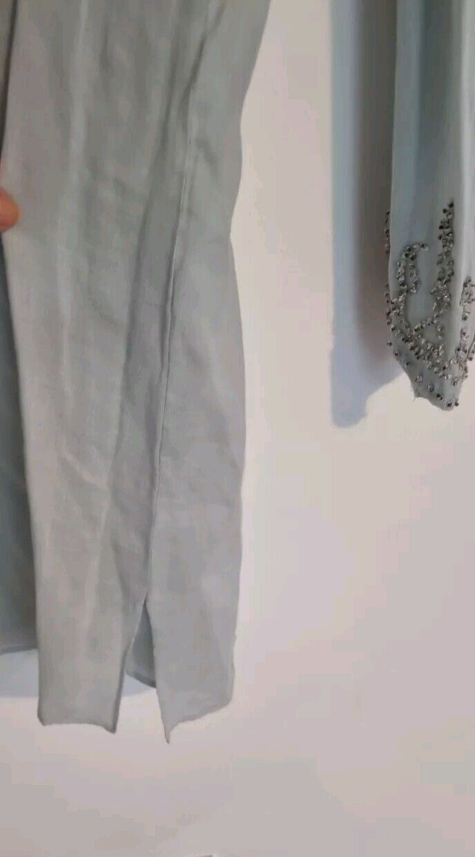 Juliette Dunn Women's 100% Cotton Pale Blue Beaded Kaftan Size 2