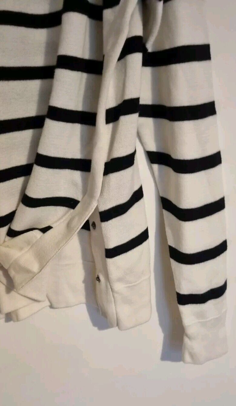 J Crew Women's White And Black Striped Jumper Pullover 100% Cotton Size Medium