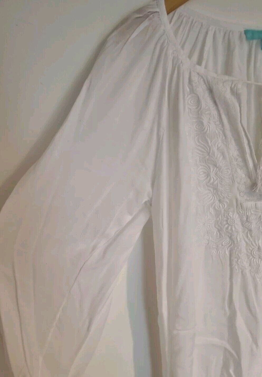 Melissa Odabash Women's White Embroidered Top, Blouse One Size