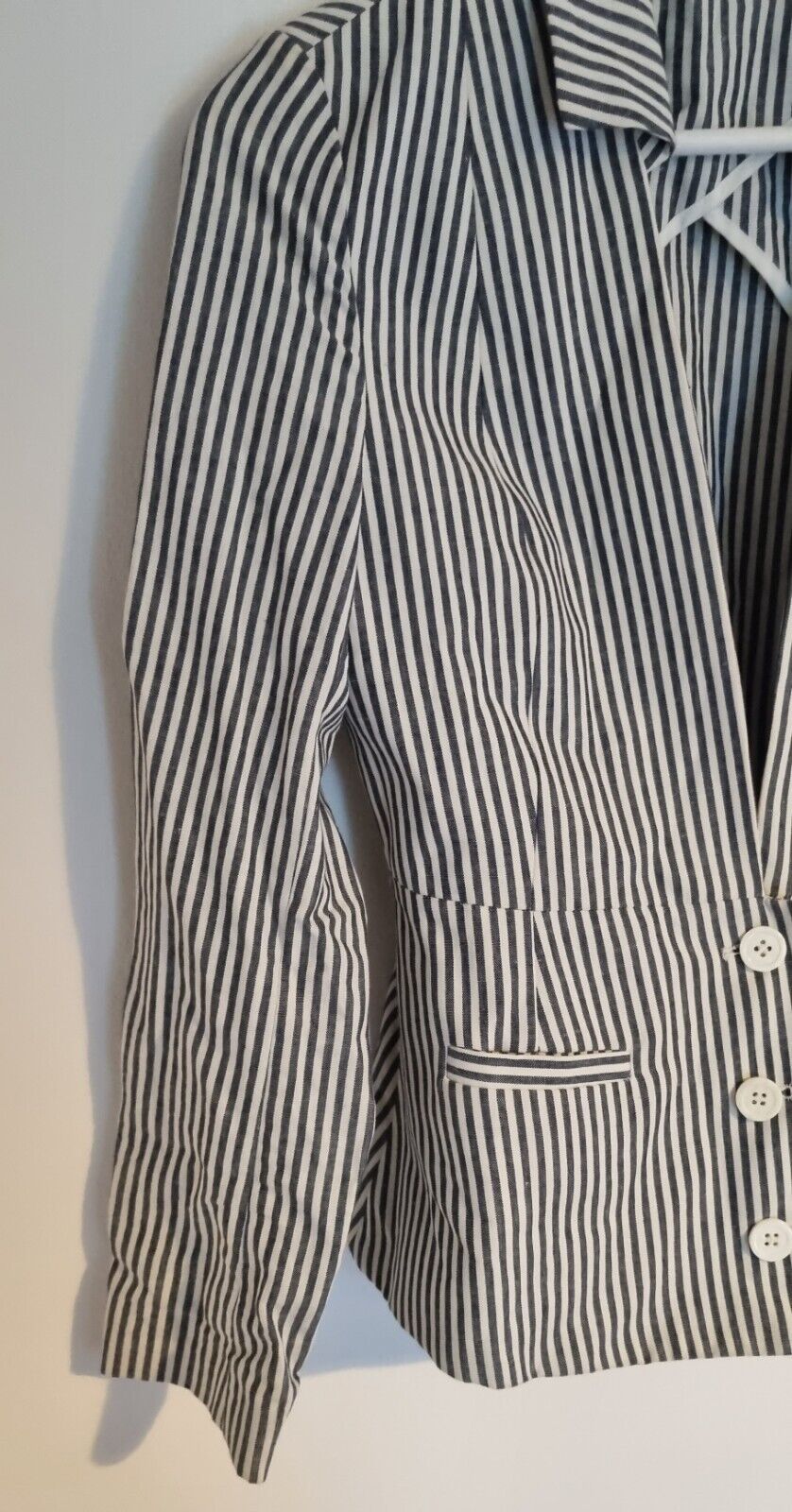 & Other Stories Women's Blue And White Striped Blazer Jacket Size 34