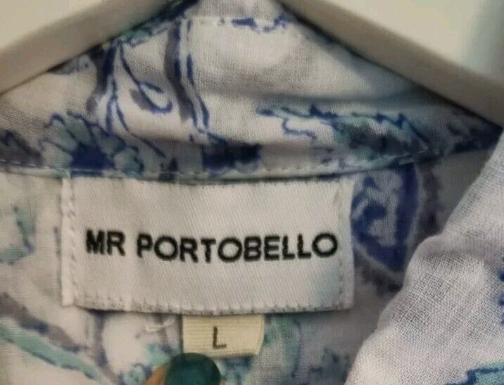 Mr Portobello Mens Unisex Naples Block Print Cotton Shirt Size L