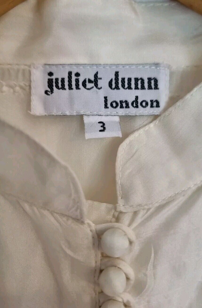 Juliette Dunn 100% Silk Women's White Embroidered And Buttoned Kaftan Size 3