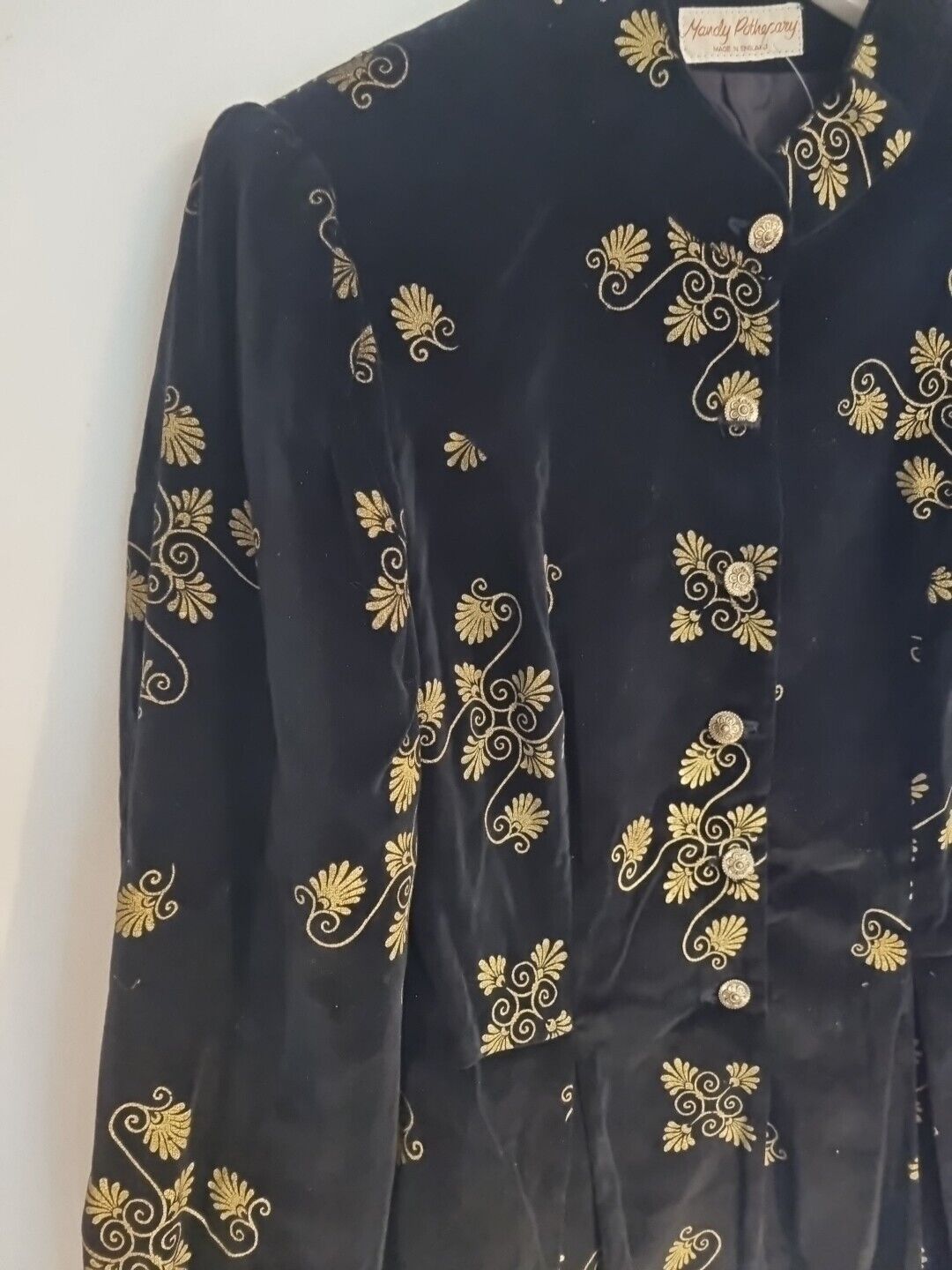 Mandy Pothecary Made In England Vintage Women's Black Velvet Jacket 10